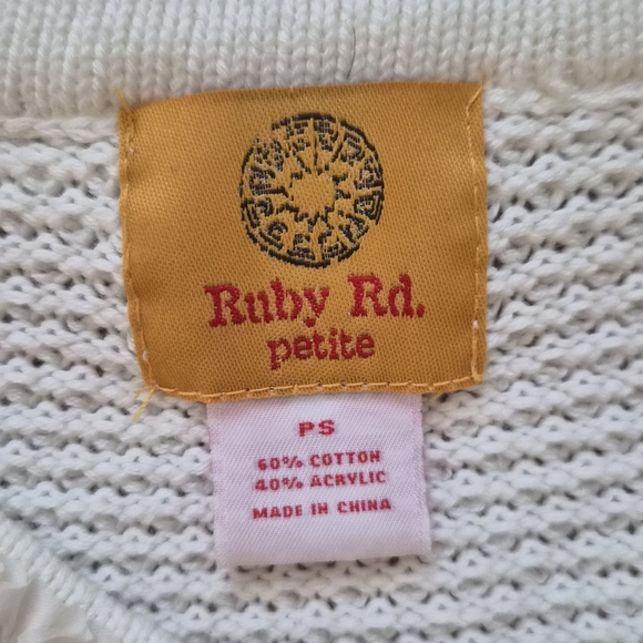 Ruby Rd. Cream Cardigan with Ruffle Details - Picture 9 of 9